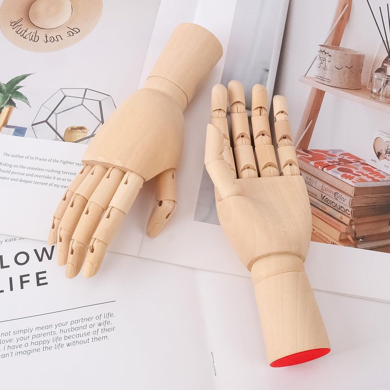 IHDYPPEW 4 Pack 7 Inch Wooden Hand Model, Flexible Left and Right Wood Art Mannequin Wooden Artist Hand Model, Wooden Manikin Hand for Sketching, Painting, Sample Display and Home Decor - Image 4